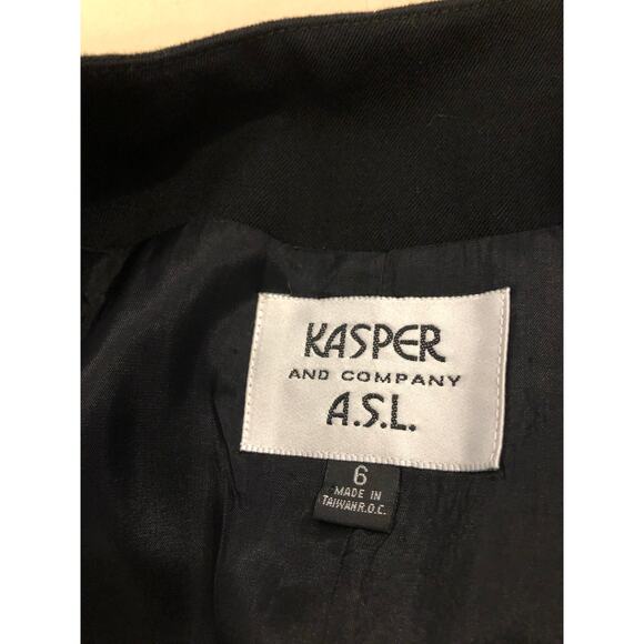 Kasper And Company ASL Women Jacket Size 6 Black 100% Wool V-neck Single Button - Picture 7 of 11